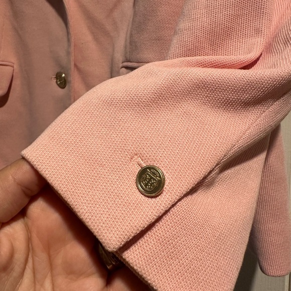 Talbots Plus Size Pink Cotton Blazer Jacket with Gold Buttons Size 18W - Picture 4 of 9